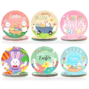 60 PCS Easter Paper Plates, 9-Inch Bunny Paper Plate, Oval Easter Disposable ... - Picture 1 of 7