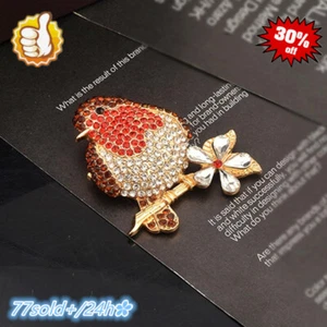 Christmas Bird Brooch Badge Pin Rhinestone Enamel Brooch Robin Xmas Gifts Sale - Picture 1 of 7