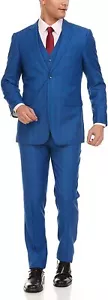 Adam Baker Men's Ultra Slim Fit 3-Piece (Jacket, Vets, Trousers) Vested Suit Set - Picture 1 of 21
