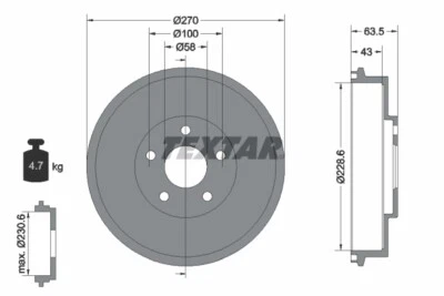 TEXTAR 94031000 Brake Drum for CHEVROLET,SUBARU - Изображение 1 из 3