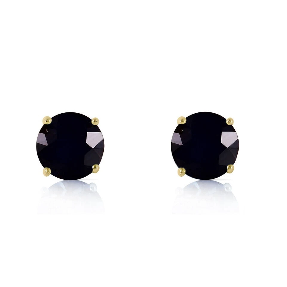 Aretes de cuarzo negro de corte redondo para mujer enchapados en oro amarillo de 14K Foto 1 de 4