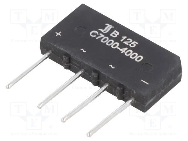 TNE Single Phase Bridge Rectifier If: 7A Urmax: 250V Ifsm: 150A B125C7000A Single Alpha