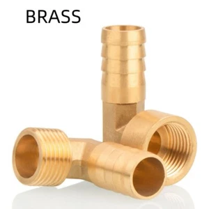 Thread Elbow x Barbed Hose Tail Pipe Fittings Air Water Brass 90° Male/Female - Picture 1 of 42
