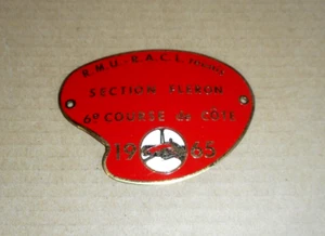 Ancien badge plaque de calandre RMU RACL SECTION FLERON - 6e COURSE DE COTE 1965 - Picture 1 of 3