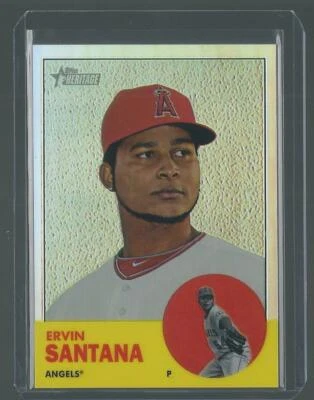 2012 TOPPS HERITAGE CHROME ERVIN SANTANA #68 ANGELS REFRACTOR RARE SP 070/563 - Image 1 of 2