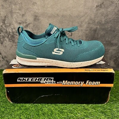 Skechers Work Womens 9.5 Turquoise Shoes Sneakers Composite Toe Memory Foam - Image 1 of 4