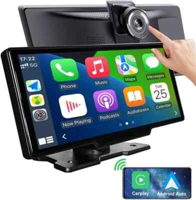 9.3" Portable Car Radio with Dashcam, Wireless Carplay Car Stereo Android Auto - Image 1 of 4