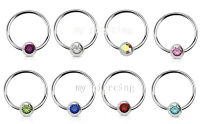 2pcs. 20G 5/16" Surgical Steel Captive Bead Ring with Gem Ball Nose Ring Earring - Image 1 of 2