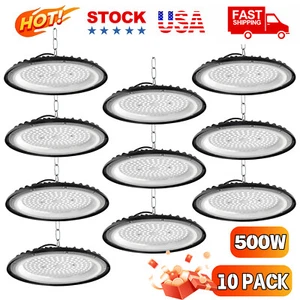 5-10 Pcs 500W UFO Led High Bay Light Factory Warehouse Commercial Led Shop Light - Picture 1 of 24