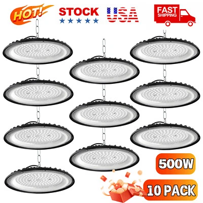 5-10 Pcs 500W UFO Led High Bay Light Factory Warehouse Commercial Led Shop Light - Image 1 of 4