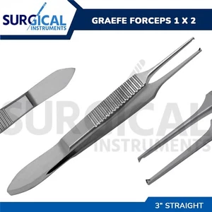 Pinzas Graefe Micro 1 x 2 Dientes Rectas 3.00" Acero Inoxidable Grado Alemán - Imagen 1 de 7