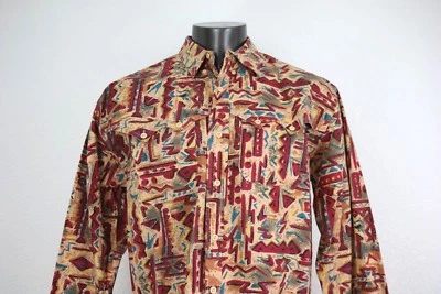 RODEO ACTIVE Western Aztec Print Cowboy Rodeo Men's Long Sleeve Shirt Size L - Image 1 of 4