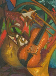 American School Mid 20th Century Oil - Musical Instruments - Picture 1 of 3