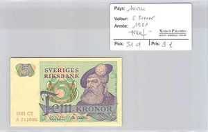 Banknote Suede - 5 Kronor - 1981 - New - Picture 1 of 2