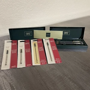 Classic Cross Century Classic Ballpoint Pen and Pencil Set Black With Gold Trim - Picture 1 of 11