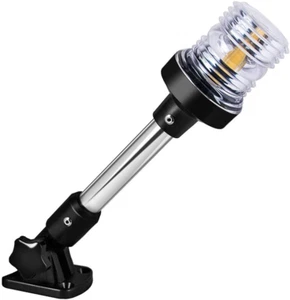 White LED Fold down Boat Stern Light Boat Anchor Light for Pontoon and Fishing B - Picture 1 of 12