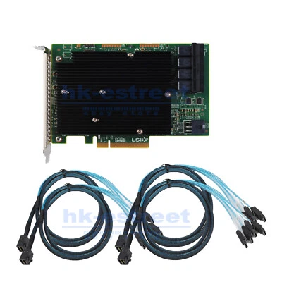 LSI SAS 9300-16I 12GB/S HBA BUS ADAPTER CARD IT Mode 4*SFF-8643 SATA Cable - Image 1 of 4