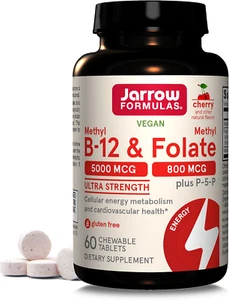 Ultra Strength Methyl B-12 5000 Mcg & Methyl Folate 800 Mcg + P-5-P, Dietary ... - Picture 1 of 1