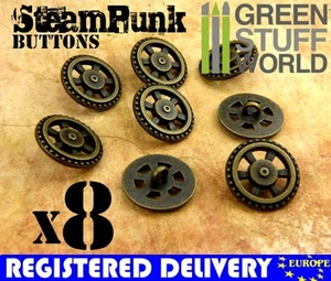 8x Steampunk Buttons FLYWHEEL GEARS - Bronze - 7/8" (23mm) - Metal Shank button - Picture 1 of 3
