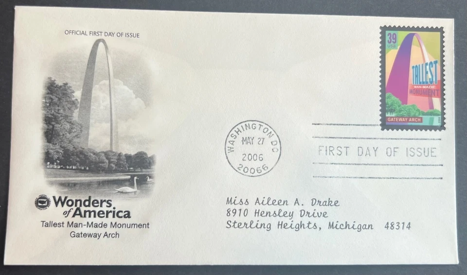 WONDERS OF AMERICA TALLEST MONUMENT MAY 27 2006 WASHINGTON DC FIRST DAY COVER - Image 1 of 1
