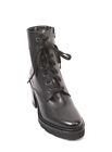 Luca Grossi 182 Black Leather Zip-Up Lace-Up Ankle Boots 38.5 / US 8.5