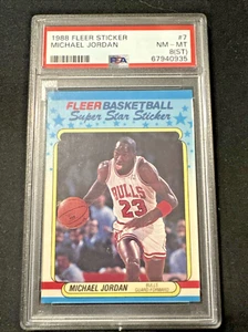 1988 Fleer Michael Jordan Super Star Basketball Sticker #7, PSA 8 NM -MT (St)🏀 - Picture 1 of 3