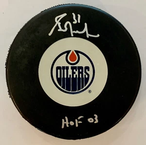 Grant Fuhr Autogramm signed Edmonton Oilers Hockey Puck Beckett BAS  - Bild 1 von 2
