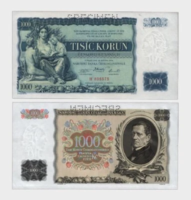 Czechoslovakia - 1934 - 1000 Korun - "SPECIMEN" - "aUNC-" #CO5199 - Image 1 of 4