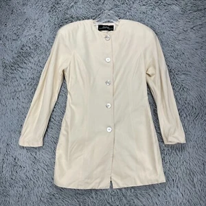 Vintage Ellen Tracy Silk Jacket Women's 6 Ivory 80's Retro Luxury Mid-Length - Picture 1 of 13