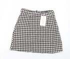 In the Style Womens White Plaid Polyester A-Line Skirt Size 6 Zip