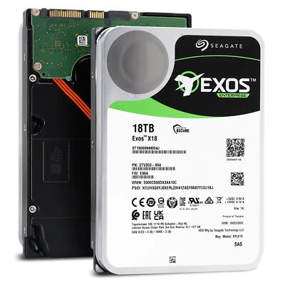 Seagate Exos X18 18TB SAS 12Gb/s 512e 3.5" Enterprise HDD - ST18000NM004J - Image 1 of 4