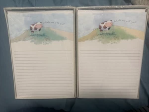 Vintage LOT 2 USA Heartline Hallmark Briefpapier "What's moo with You" Kuh VERSIEGELT - Bild 1 von 11