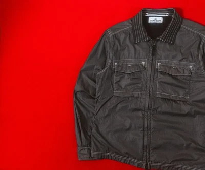 STONE ISLAND Charcoal Gray Warm Nylon Zip Overshirt Size M / 48 Collar Jacket - Image 1 of 4