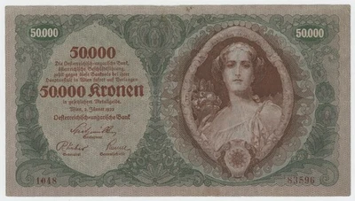 Austria 50000 Kronen 2-1-1922 Pick 80 VF- Circulated Banknote - Image 1 of 2
