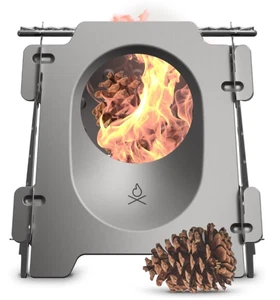 Estufa de campamento de leña - Estufa plegable portátil de acero inoxidable de 18 oz - Imagen 1 de 7