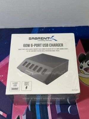 Cargador USB Sabrent 60W 6 Puertos AX-FLCH-B - Nuevo Precintado, Caja Desgaste Foto 1 de 4