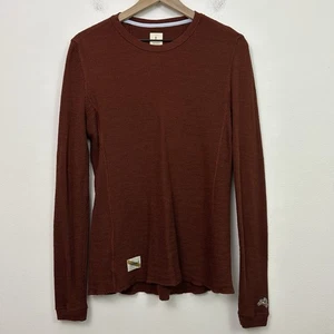 Tracksmith Fells Waffle Layer Wool Pullover Running Top Orange Womens Large - Picture 1 of 12