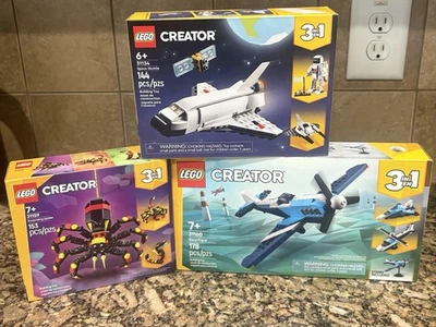 Lego Creator 3 In 1 Lot (3): 31134 Shuttle 31159 Spider 31160 Plane (Brand New) - Image 1 of 4