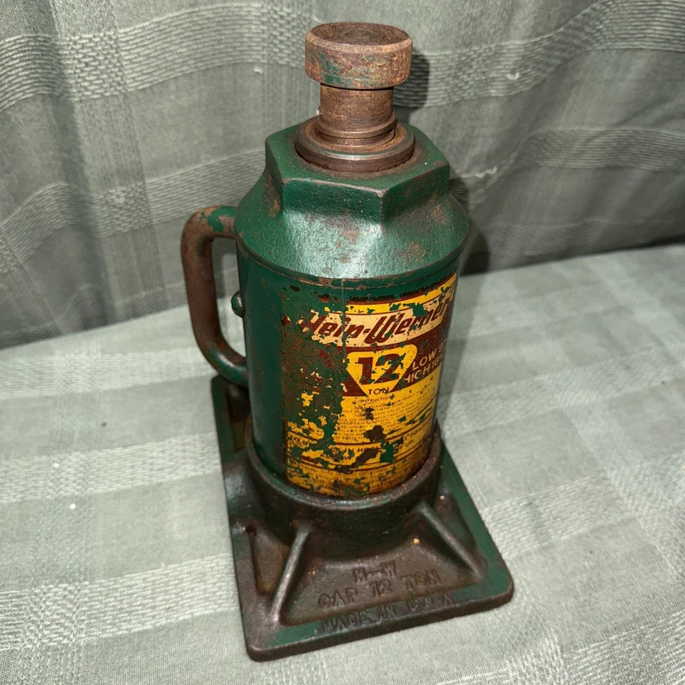 Красивая антикварная крышка гидравлического домкрата для бутылок Hein Werner 12 ТОНН сделано в США H-W - Изображение 1 из 4