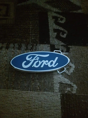 Hebilla de cinturón Ford azul ovalada de latón macizo Foto 1 de 2