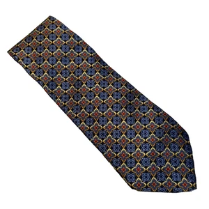 JOS A BANK Signature Collection Italy Blue Red Gold Geometric Self Tipped Tie - Picture 1 of 5