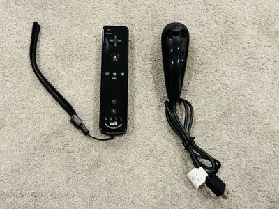 Official Nintendo Wii Remote Motion Plus And Nunchuck BLACK RVL-036 OEM Working - Image 1 of 4
