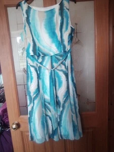 Just Elegance Stunning Sleeveless Fully Lined Turquoise Dress Size 14 - Picture 1 of 7