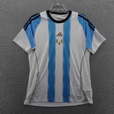 Adidas Messi TR Football Soccer Jersey White Blue Mens Large Slim Fit NWT - Image 1 of 4