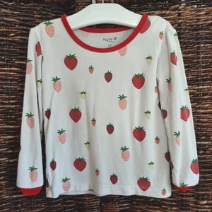 Kyte Baby Strawberry Print Bamboo Long Sleeve Pajama Tee Shirt Girls 3T Toddler - Picture 1 of 10