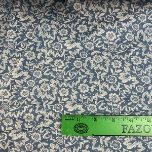 Telas vintage de Groenlandia 1987 crema floral sobre azul polialgodón 3+ yardas x 45" W - Imagen 1 de 10