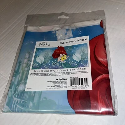 NEW PRINCESS ARIEL LITTLE MERMAID FLOUNDER plastic TABLECLOTH party 54x96 - Image 1 of 2