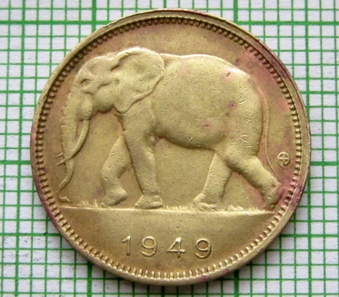 BELGIAN CONGO LEOPOLD III 1949 1 FRANC, ELEPHANT Cover