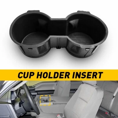 NEW Front Seat Dual Cup Holder Rubber Insert FIT FOR 2015-2017 Ford F-150 BLACK - Image 1 of 4