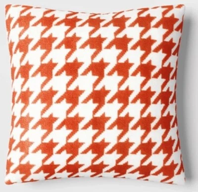 Threshold Throw Pillow 18” x 18” Cream Beige Brown Tan Square Houndstooth - Image 1 of 3